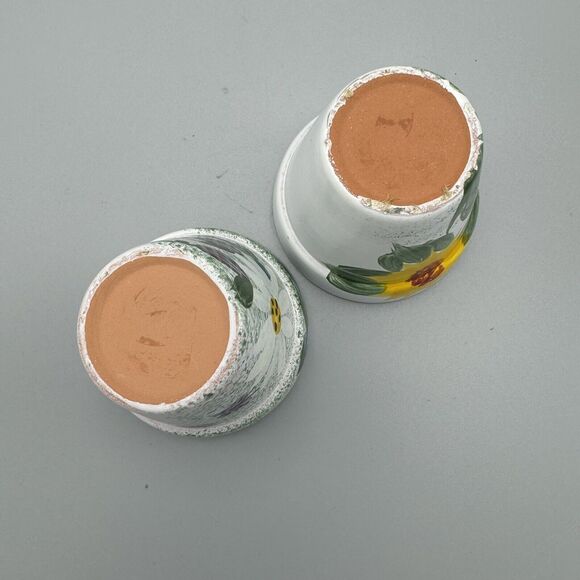 2 Small Hand Painted Succulent Herb Window Ledge Planters Sunflowers Daisies 2.5 - Picture 6 of 6